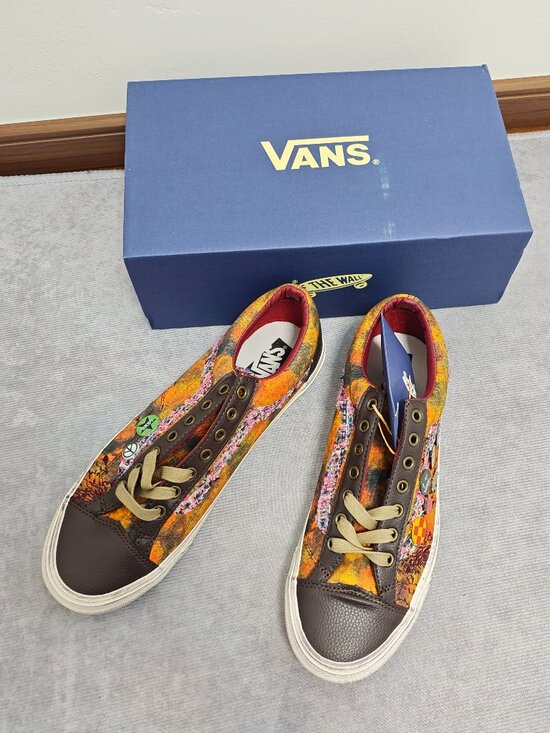 Vans Shoes - Vans‑Inspired Old Skool Retro Patchwork Canvas‑Leather Skate Shoes Full Box